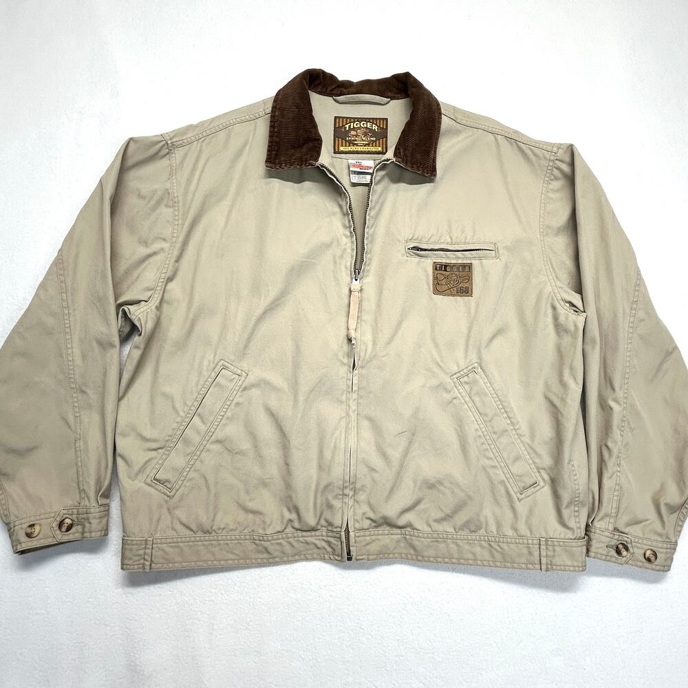 Vintage Disney Tigger khaki spring blend jacket 100% cotton mens size L Short